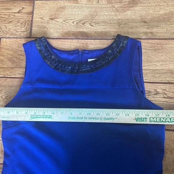 Ann Taylor Blue & black sleeveless sheath dress 10 - Picture 5 of 9